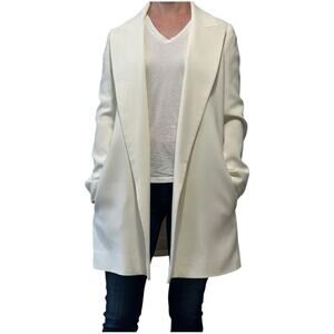 The Row Russo Long Line Blazer Ivory size US 0 SS16 Open Viscose Crepe Pockets